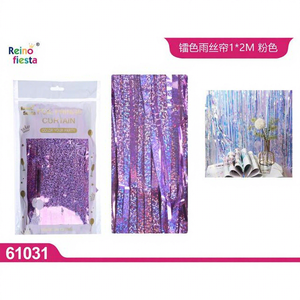 Tenda a Frange in Lamina Rosa 1x2M all'Ingrosso, Decorazione per Feste, Sfondo per Ringraziamento, Ritorno a Scuola, Topper per Torte, Tinsel Peiyong 61031 - Product Image 1