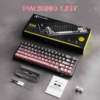 Clavier mécanique sans fil ATTACK SHARK X66 60% Tri-mode, fixation Gasket, interrupteurs Hot-Swappable Strawberry, touches PBT RGB