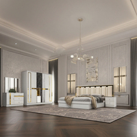 DAVINI Ensemble de chambre à coucher de villa moderne et personnalisé avec miroir, lit, 2 tables de chevet, armoire, commode, table de rangement, mobilier de maison