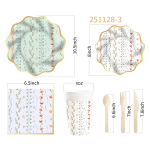 DAMAI Floral Paper <b>Plates</b> and Napkins Party Floral Party Supplies Baby <b>Shower</b> Dinnerware Sets for 8 Guests - Product Image 4