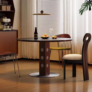 Table à manger rétro en bois massif et pierre frittée <span class=keywords><strong>Bauhaus</strong></span> de style nordique ancien pour ensembles de salle à manger - Product Image 4