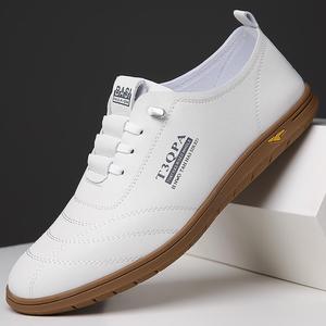 T3OPA – chaussures décontractées à lacets pour hommes, bout rond, semelle en caoutchouc respirante, mocassins à la mode, blanc - Product Image 1