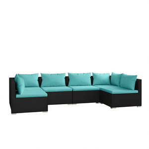 Set Lounge da Giardino Modulare in Rattan PE Nero, Design Moderno, Arredamento da Esterno per 6 Persone - Product Image 1