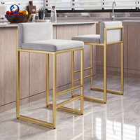 QIANCHENG italien ss acier meubles salle à manger brossé or acier inoxydable luxe comptoir hauteur tabouret muebles de bar rétro