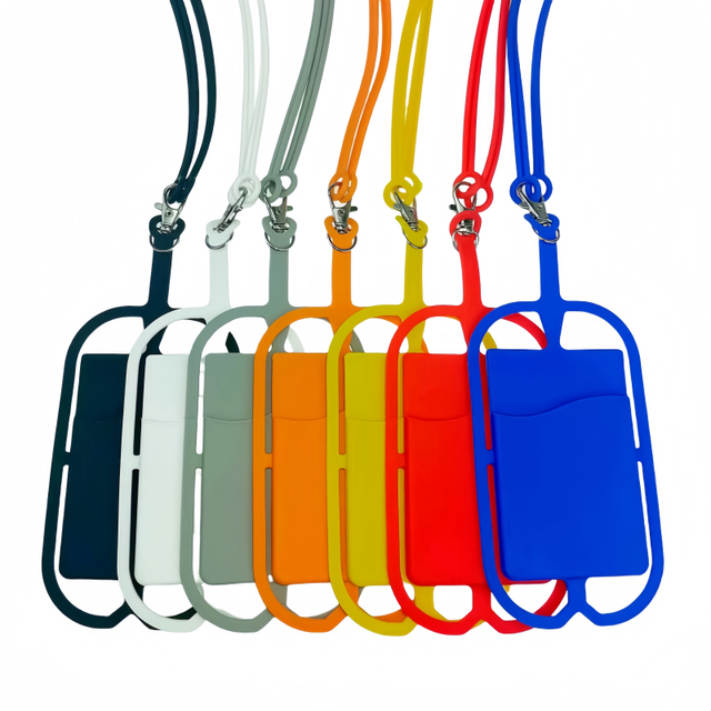 Custom Business Storage Bag with Silicone Lanyard Hang-Around Neck Strap and Pocket for Convenient Mobile Phone Carrying