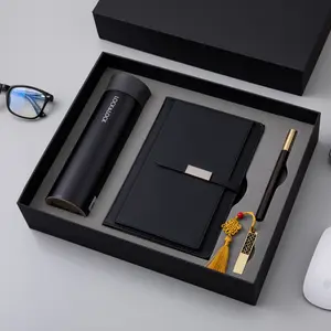 Custom Logo Office Supplies Gift Stationery Business Promotion Sets With USB Drive Pen Leather Notebook A5 Journal Gift Set