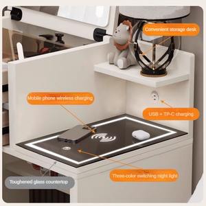 Coiffeuse multifonctionnelle avec chargeur, commodes <span class=keywords><strong>de</strong></span> rangement, miroir LED <span class=keywords><strong>et</strong></span> <span class=keywords><strong>table</strong></span> <span class=keywords><strong>de</strong></span> maquillage relevable pour <span class=keywords><strong>chevet</strong></span> - Product Image 5