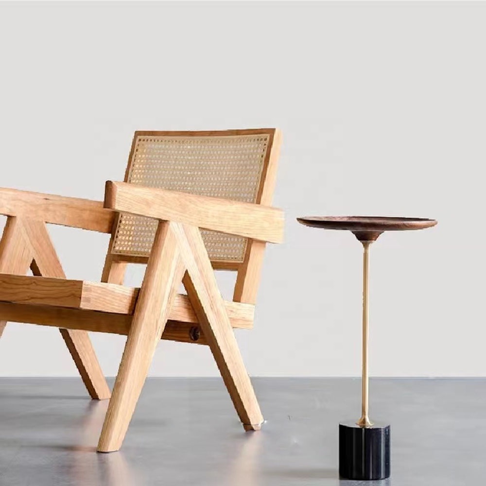 Simple Round Edge Design Carbon Steel lacquered Metal Base wooden Modern coffee table