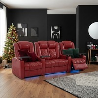 Ensemble de canapés inclinables zéro gravité 4 places en cuir respirant et durable, avec mousse à mémoire de forme et cadre en bois, extensible, pour bureau professionnel et villa