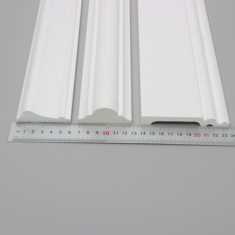 PVC PS Decorative Skirting Board White Flooring Wood Design Wall Baseboard 2.8m