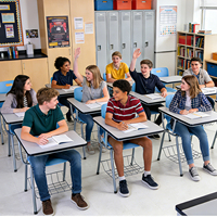 Chaises de formation pour écoles de commerce, ensemble de chaises de réunion modernes en plastique ergonomiques avec accoudoirs et tablette d'écriture
