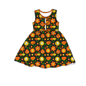 Abito estivo per <span class=keywords><strong>bambina</strong></span>, carino, con scollo a O, lunghezza al ginocchio, casual, con stampa floreale, tasca laterale, maniche corte - Product Image 2