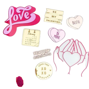 Joyeux Jour de la Saint-<span class=keywords><strong>Valentin</strong></span>, charme de gâteau ovale double couche en acrylique réutilisable imprimé UV et décorations pour cupcakes - Product Image 1