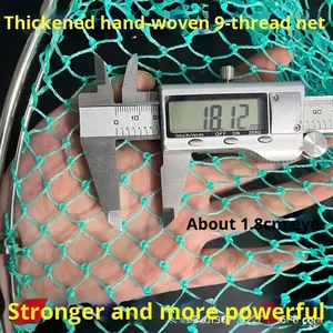 Nouvelle épuisette double cercle en acier inoxydable, ensemble complet d'extérieur, tête de filet anti-usure faite à la main, pour la pêche et la capture de crevettes, 1,8 cm - Product Image 4