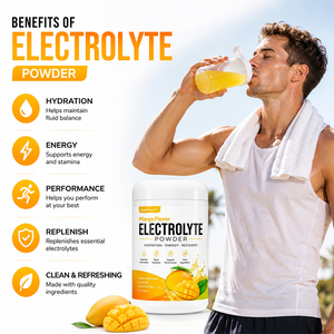 Polvo Electrolítico con Sabor a Mango OEM/ODM con <span class=keywords><strong>Magnesio</strong></span> <span class=keywords><strong>y</strong></span> Sal del Himalaya que Promueve la Recuperación <span class=keywords><strong>y</strong></span> el Equilibrio Electrolítico - Product Image 4