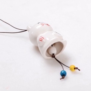 Cloche à vent en céramique Fortune Cat, carillon en porcelaine avec motif porte-bonheur, pendentif suspendu d'intérieur, cadeau créatif de pendaison de crémaillère - Product Image 4
