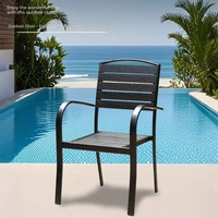 Ensemble de meubles de jardin modernes en plastique et bois composite WPC, table et chaises de patio, résistant à l'eau, en métal, pour café, bistrot, restaurant