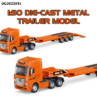 Coche de remolque de fricción de metal fundido a presión para niños, modelo a escala 1:50, camión de juguete