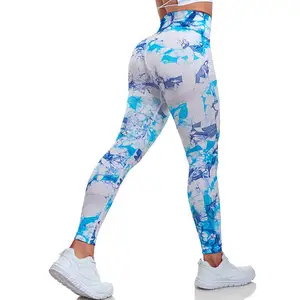 Großhandel Nahtlose Krawatte Farbstoff Pfirsich Hüfte Scrunch Butt Lifting Leggings Frauen Fitness Hochela tische Haut Freundliche Sport Yoga Hose