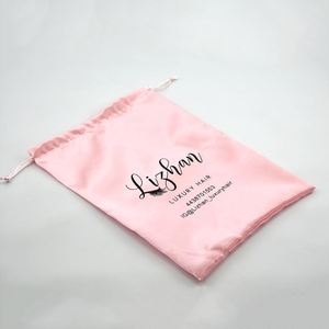 Custom Flexography Printed <b>Pink</b> Satin Virgin Hair Extension <b>Bag</b> - Product Image 3