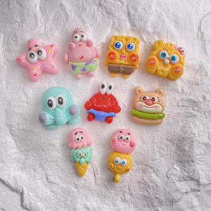 Accesorios de resina de dibujos animados de <span class=keywords><strong>Bob</strong></span> <span class=keywords><strong>Esponja</strong></span>, funda de teléfono Diy, pegamento en crema, pinza de pelo hecha a mano, pegatina de parche para zapatos - Product Image 3