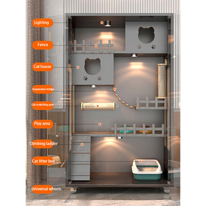 Fabricant de villas de luxe pour animalerie Meubles de maison en verre trempé en bois de haute qualité Produit de qualité supérieure quantité minimale de commande bas - Product Image 3