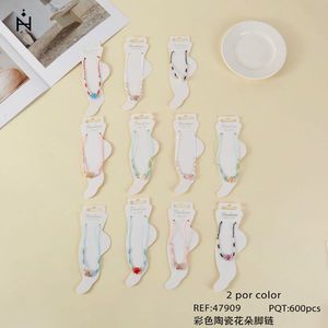 Cavigliera con fiori in ceramica colorata, gioielli alla moda per donna, 2 pezzi per colore, confezione da 600 pezzi - Product Image 3