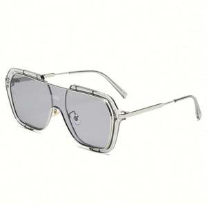 Gafas de Sol de Moda Retro 2022 con Lentes Amarillas Extra Grandes, Gafas de Sol de Piloto con Lentes de una Sola Pieza para Mujer - Product Image 5