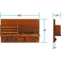 Porte-clés en bois de pin étagère murale et postale support organisateur décoratif en bois d'acier pour salle de bain Garage pour clés lettres factures