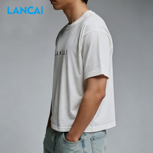 Camisetas Lisas Extra Grandes al por Mayor Lancai, Camisetas de Lujo con Hombros Caídos, 100% Algodón, 210 g/m², Camisetas Holgadas para Hombre - Product Image 5