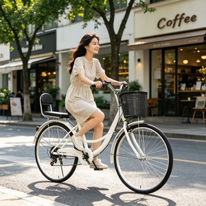 Bicicleta Ligera de 24/26 Pulgadas para Adultos, Unisex, con Velocidades Variables, Cuadro Bajo, Canasta Delantera, Modelo A035 - Product Image 1