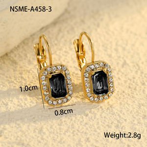 INS Offre Spéciale Style Français Boucles D'oreilles Huggies 18K Pvd Plaqué Or En Acier Inoxydable De Luxe Zircon Hoop Boucle D'oreille - Product Image 5