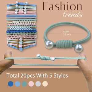 Élastiques à cheveux pour femmes et filles, lot de 20 pièces, bracelets et élastiques à cheveux double usage style bohème, attaches pour queue de cheval - Product Image 2