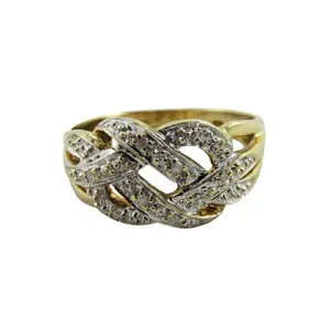แหวนเพชรรูปเงื่อน14K,แหวนเพชรชุบทองแหวนหมั้น925สีเงิน1/10 CT ดีไซน์ใหม่