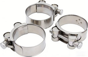 Collier <span class=keywords><strong>de</strong></span> <span class=keywords><strong>serrage</strong></span> double boulon <span class=keywords><strong>en</strong></span> acier inoxydable robuste pour usage industriel et automobile haute pression et fixation sécurisée des tuyaux haute pression - Product Image 2