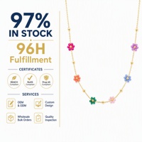 Kalung Resin Bunga Buatan Tangan Siap Kirim Grosir, Lapis Emas 18K, Baja Anti Karat, Perhiasan Fashion Wanita, Desain Trendi Terbaru