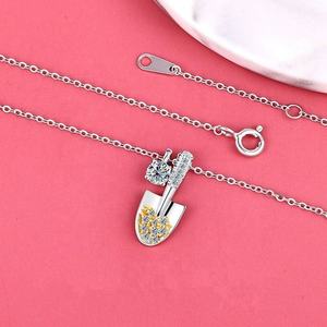 <b>Real</b> Gold Plated S925 Sterling <b>Silver</b> Small Shovel Moissanite <b>Necklace</b> - Product Image 3