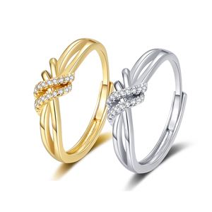 Anillos De Pareja Platinum Plated Knot Shiny Starry <b>Couple</b> <b>Ring</b> for Bridal Women Romantic Wedding Adjustable Opening <b>Ring</b> - Product Image 1