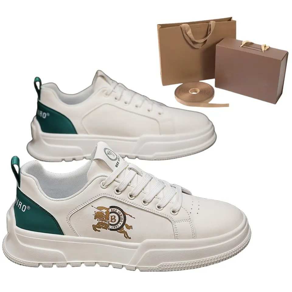 Luxury package Bur equestrian logo authentic leather white berry men sneakers low-top comfort casual running shoes