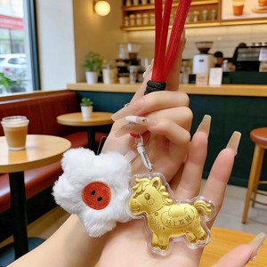 Porte-clés en or pur 999, pendentif de téléphone portable en peluche, ornement de sac en forme de cheval doré, cadeau pour l'Année du Cheval 2026 - Product Image 4