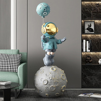 Décoration de meuble TV sur le thème de l'astronaute en ballon de dessin animé, ornements de sol grand format représentant un homme de l'espace avec la lune, décoration intérieure