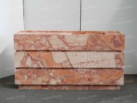 SH STONE Meuble-lavabo moderne en marbre Breccia Rosa rouge écologique avec vasque simple et tiroirs pour appartement et villa
