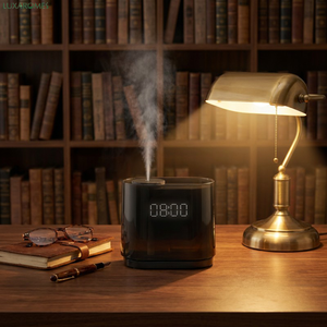 Máquina de Aromaterapia Silenciosa Inteligente 3 en 1 con Reloj Digital LED, Luz Nocturna Ámbar y <span class=keywords><strong>Nebulizador</strong></span> de Doble Líquido sin Agua - Product Image 2