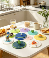 Couvre-gobelet en silicone, couvercle de boisson mignon de dessin animé, qualité alimentaire, pour gobelets, tasses, maison, bureau, cadeau pour enfants
