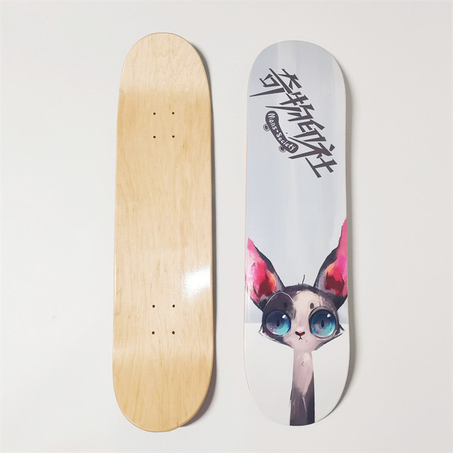 Custom Logo Graphic Printing Skateboard Factory Manufacturer 7ply Canadian Maple Skate Board Blank Skateboard Deck