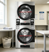 Séchoir à linge professionnel à double couche, à monnayeur, chauffage électrique ou au gaz en option