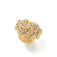 Bague Cocktail en Argent 925 Plaqué Or avec Moissanite VVS Couleur D, Motif Dollar, pour Hommes Style Hip Hop (Sertissage Pavé)