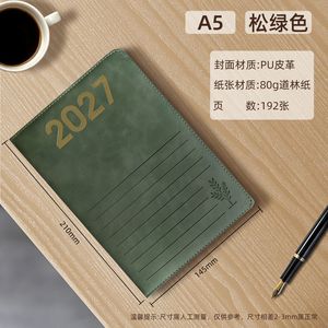 Agenda annuel A5 2027 en cuir PU, carnet de notes hebdomadaire et mensuel, agenda, ventes chaudes - Product Image 4