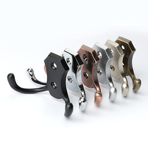 Kinnat Wall Mounted Zinc Alloy <b>Hooks</b> Vintage Style Double <b>Hook</b> <b>Black</b> Silver Bronze Gold Multiple Colors Rust Resistant - Product Image 1