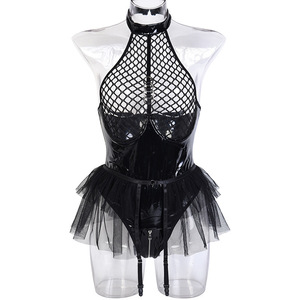 مثير أجوف من الإناث شبكة شفافة أربع قطع Lingeries للأربطة حلقة الساق - Product Image 2